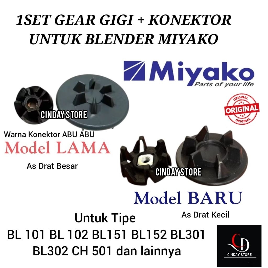 MESIN FULLSET GEAR ORIGINAL CONNECTOR GEAR MIYAKO BLENDER MACHINE OLD AND NEW MODEL BL-101PL- BL-102PL- BL-101GS- BL-102GS- BL-151GF- BL-152GF- BL-151PF/AP- BL-152PF/AP- BL-301PL- BL-501/PFAP