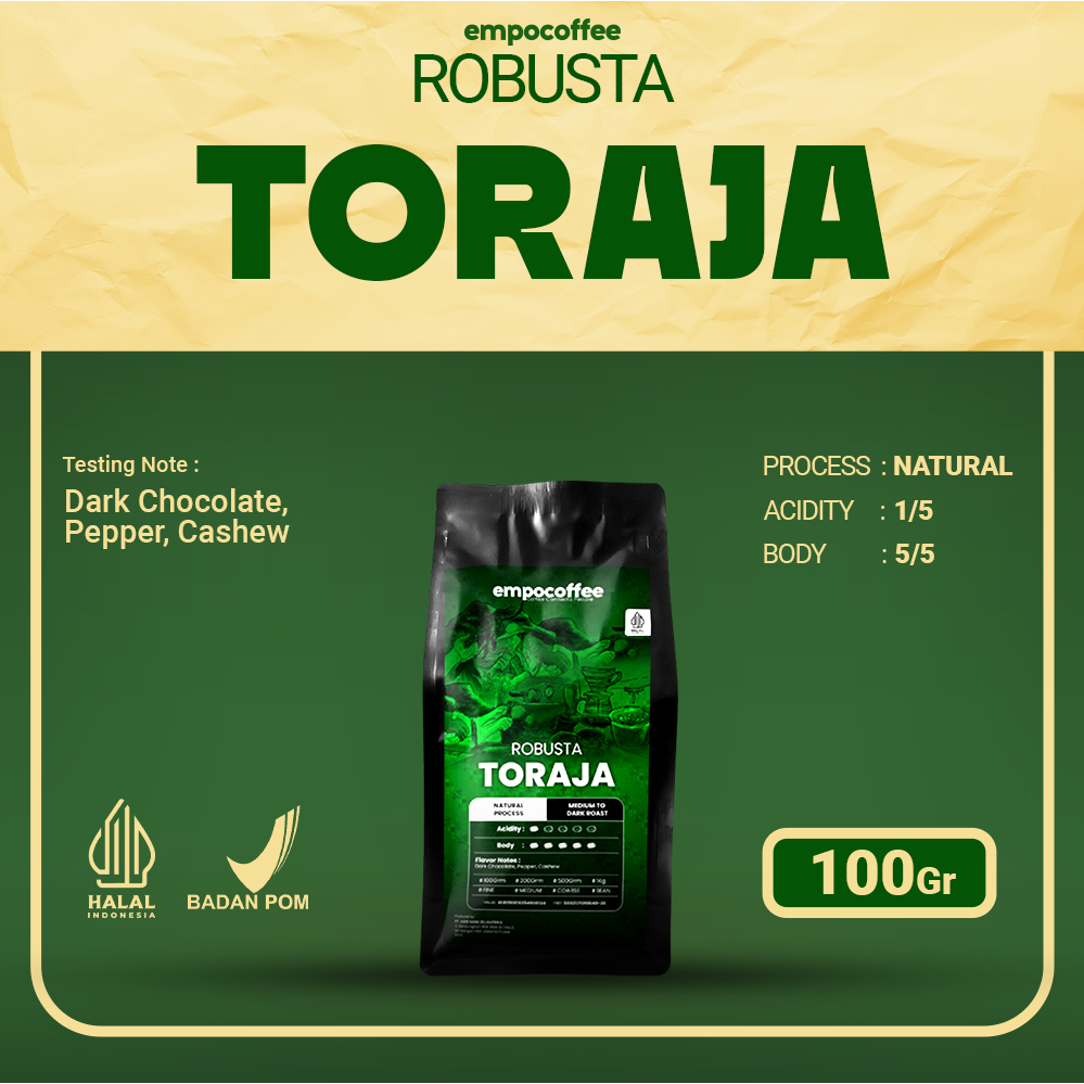 Empo Coffee Robusta Toraja Sapan Sulawesi Coffee Bean Roast Beans Espresso Coffee 100 Grams