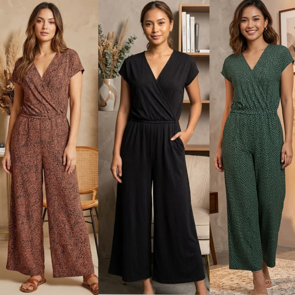 Women's Short Sleeve Jumpsuit Essentials Maxi Amzn AMA1569