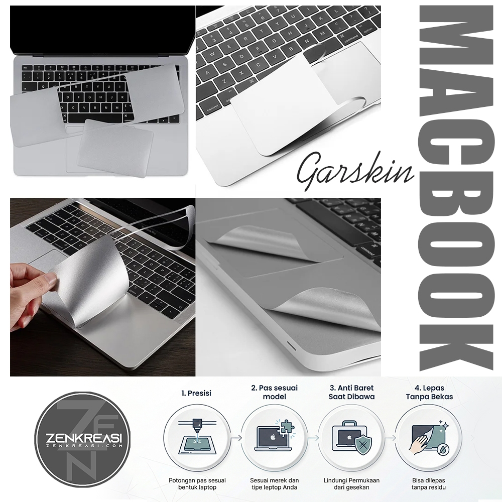Garskin Macbook Premium M1 M2 M3 M4 M5 Ready to Stick Full Body Anti-Scratch Matte Transparent Skin Laptop Apple Protector