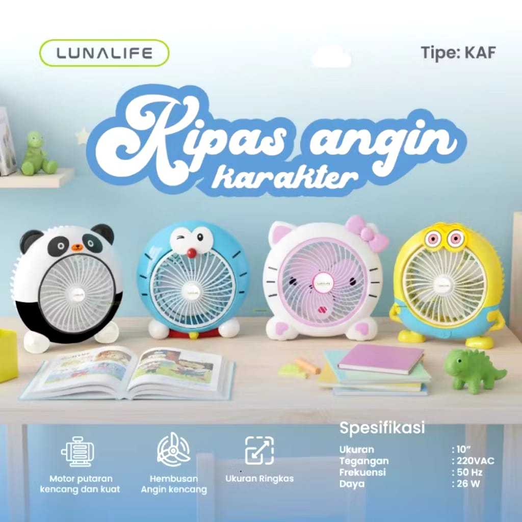 Cute Doraemon Character Table Fan Minion/ Hello Kitty/ Panda/ welhome INFICO/ LUNALIFE/ (Portable Table Fan) kipas angin meja