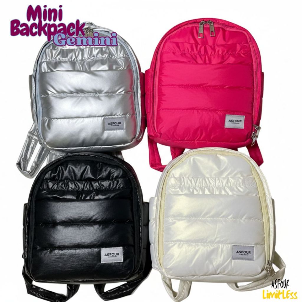 GEMINI GEMINI ||| Puffy Bag Backpack Hologram Parachute Bag Waterproof Puffer Bumpy Women's School Bag Middle School High School College Campus Beg Sekolah