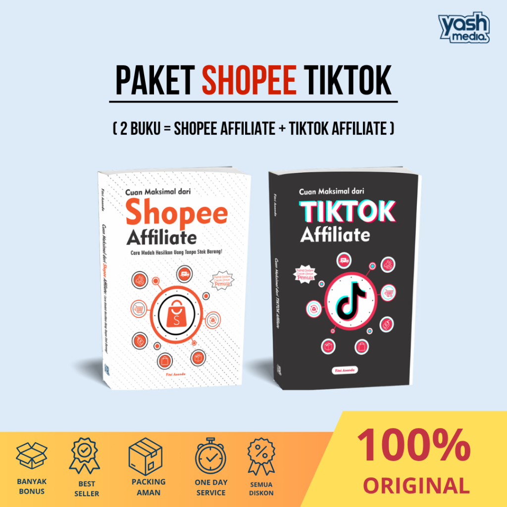 Yash Media - Paket Cuan dari Affiliate [ dapat 2 buku ] [ Tiktok + Shopee Affiliate ] Karya Fitri Ananda