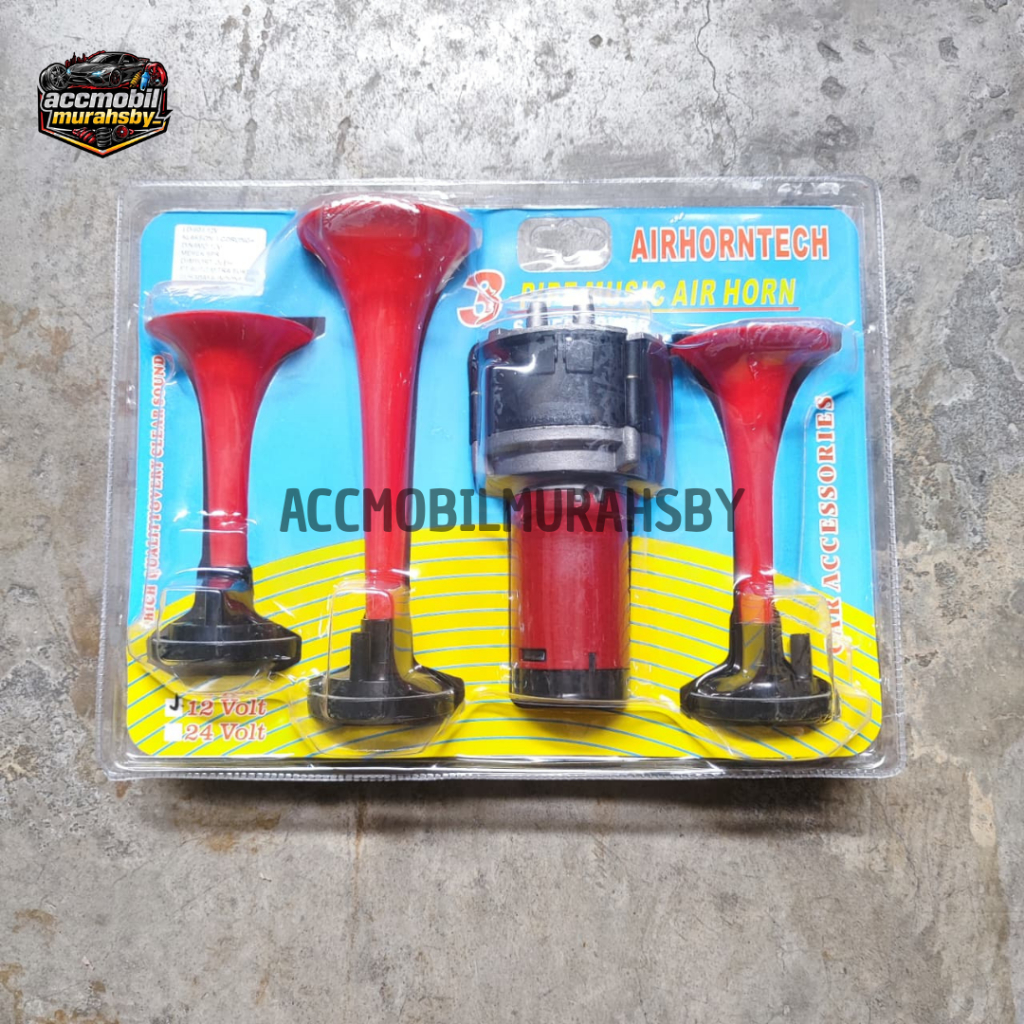 3in1 Telolet Horn Trumpet 3 Horn Dynamo + Relay Function to Motor and Car 12volt and 24volt Horn Kereta