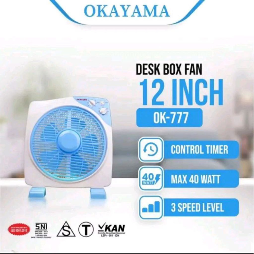 Okayama Ok 777 12 Inch Square Table Fan Ok777 Desk Fan Box Fan 12 Inch Okayama Ok 777
