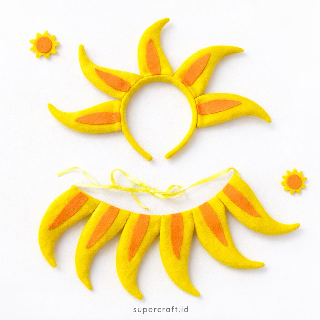 MATAHARI SunBANDO Sun Costume Sun Character Costume Drama FlowerBANDO Set for Children & Adults - Flannel SunBANDO & Felt Sun Necklace - Photo Props School Art Stage Costume/