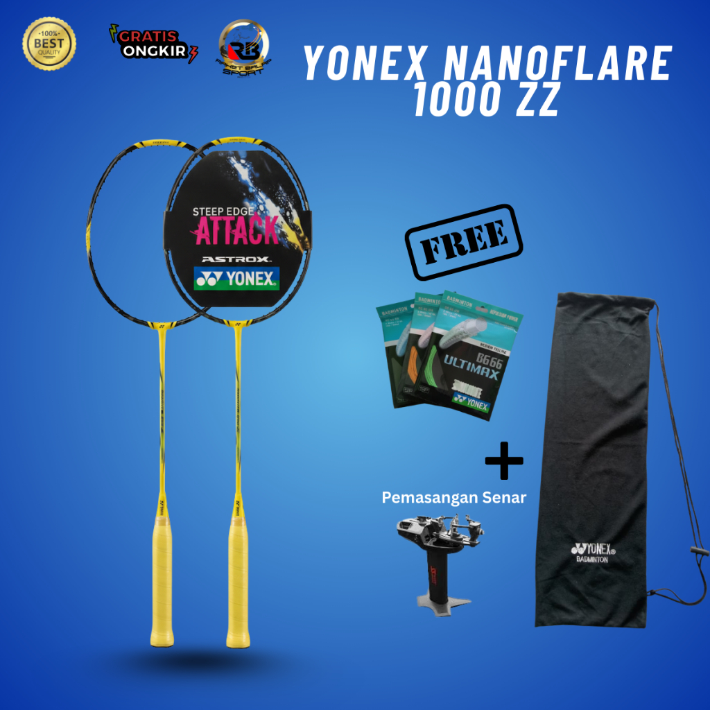 Nanoflare Yellow Badminton Racket, Premium Quality Carbon Material, Light & Strong