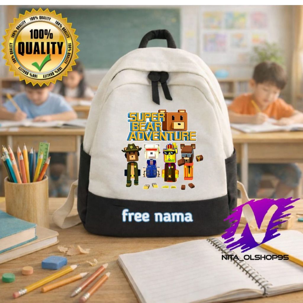 SUPER BEAR ADVENTURE BAG SCHOOL BACKPACK SUPER BEAR ADVENTURE BAG/ Beg Sekolah Budak Lelaki
