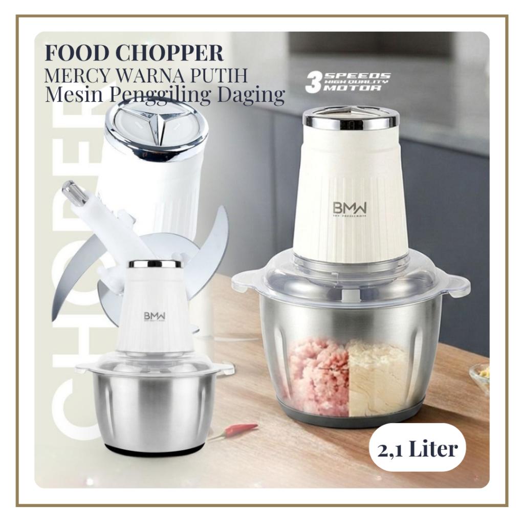 MESIN Food Chopper Meat Blender 2.1L Mercy Meat Grinder Machine Food Processor Fruit Vegetable Blender