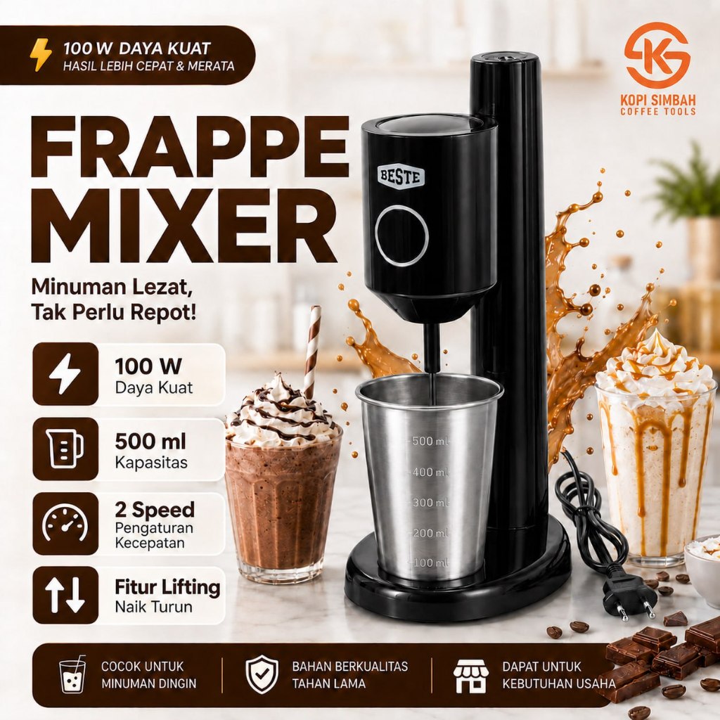 MESIN 3ESTE Electric Mixer 100W Lifting Adjustable Milk Frother Frappe Milkshake Drink Machine