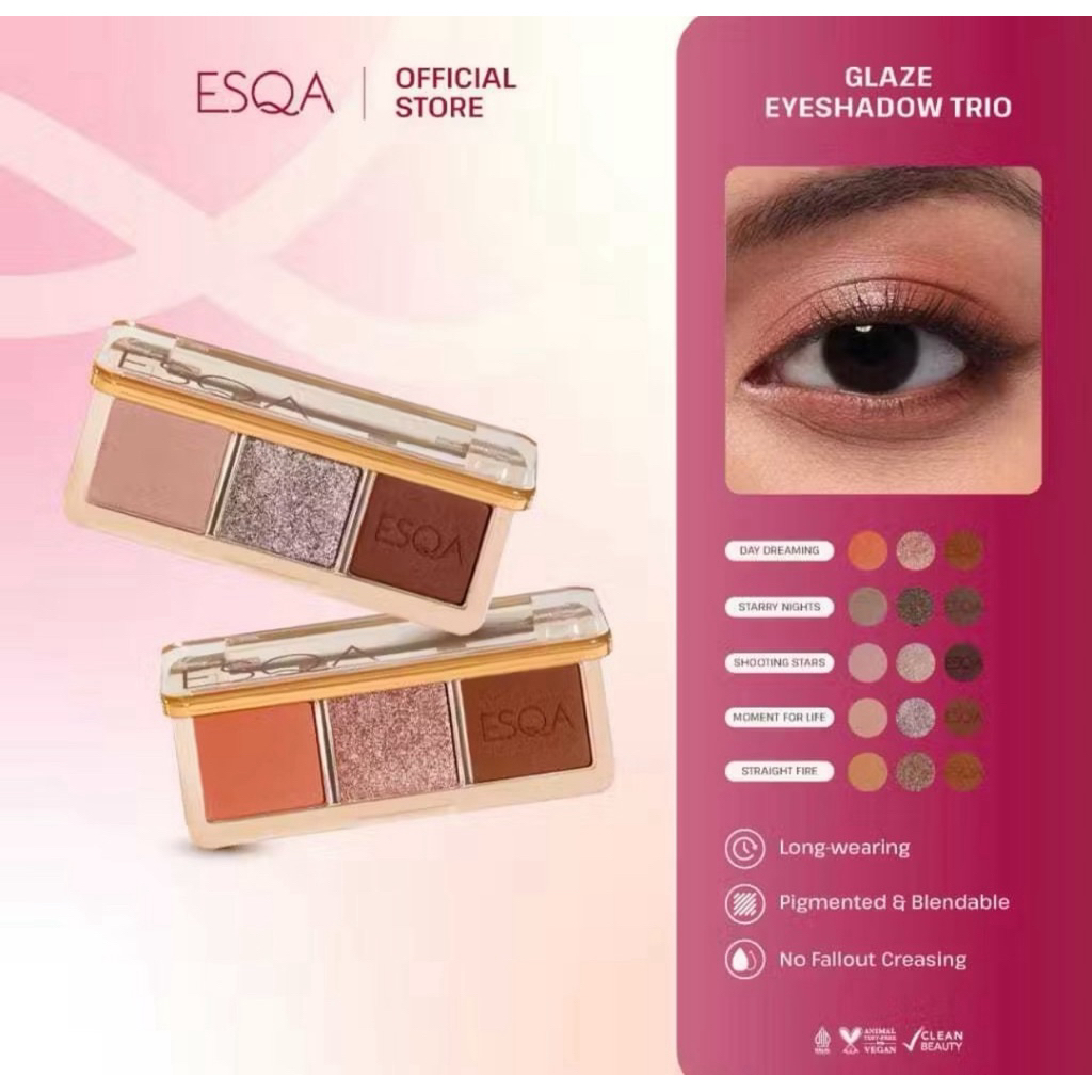 ESQA GLAZE EYESHADOW TRIO