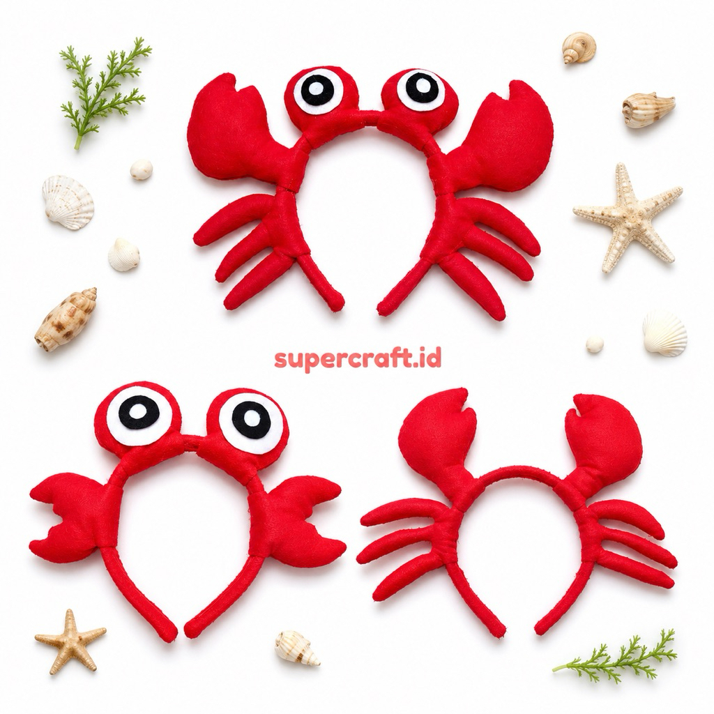 MERAH Crab CharacterBANDO Crab Costume Cosplay Crab Fish Costume CrabBANDO Crab Costume Cute Red CrabBANDO Hair Accessories for Children and Adults Birthday Party Drama Costume Character Crab Headband
