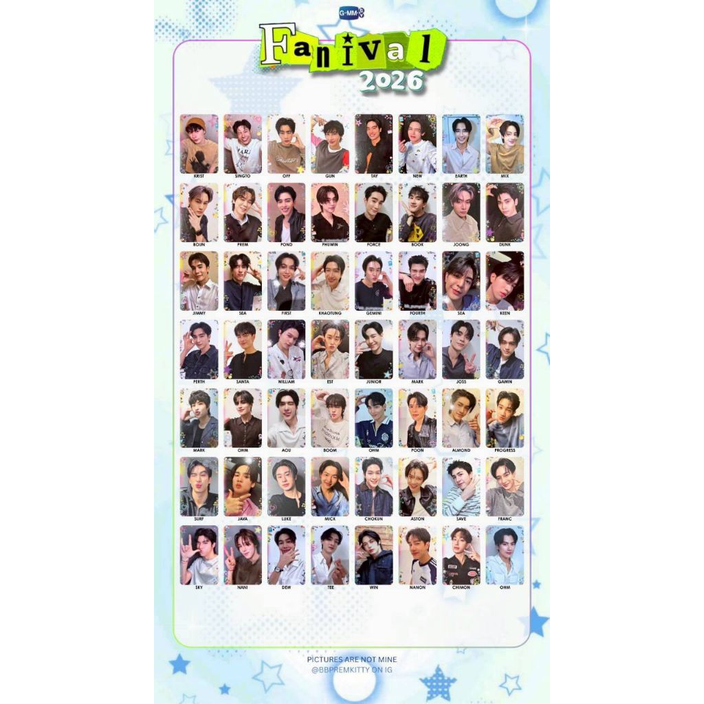 (Ready Stock INA) Photocard PC Official GMMTV Fanival 2026 Heart Shot | Almond Aou Gemini Java Khaotung SeaKeen Clover OffGun Santa Nani Ohm Nanon Chimon Aston Phuwin Save