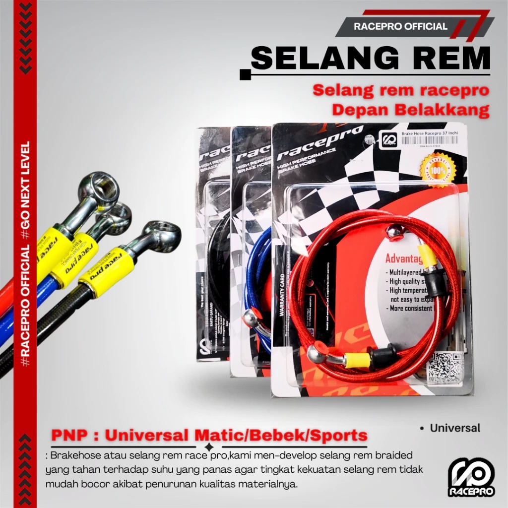 RACEPRO BRAKE HOSE RACEPRO FRONT REAR BRAKE HOSE SIZE 24-35-37-40-57 INCH RACEPRO BRAKE CABLE