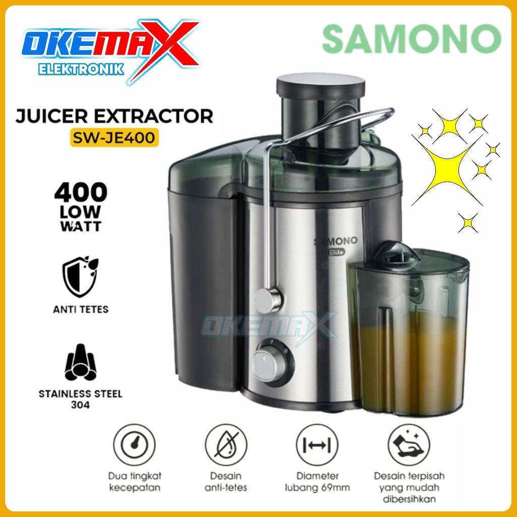 MESIN Samono SW-JE400 2-Speed Food Grade Juice Extractor Stainless Steel Body SWJE400