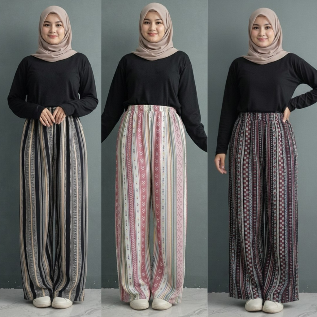 SAVING PACKAGE 100 Thousand 4 Pcs Hommy Pants Comfortable Culottes Latest Trendy Motifs Long Pants Wanita