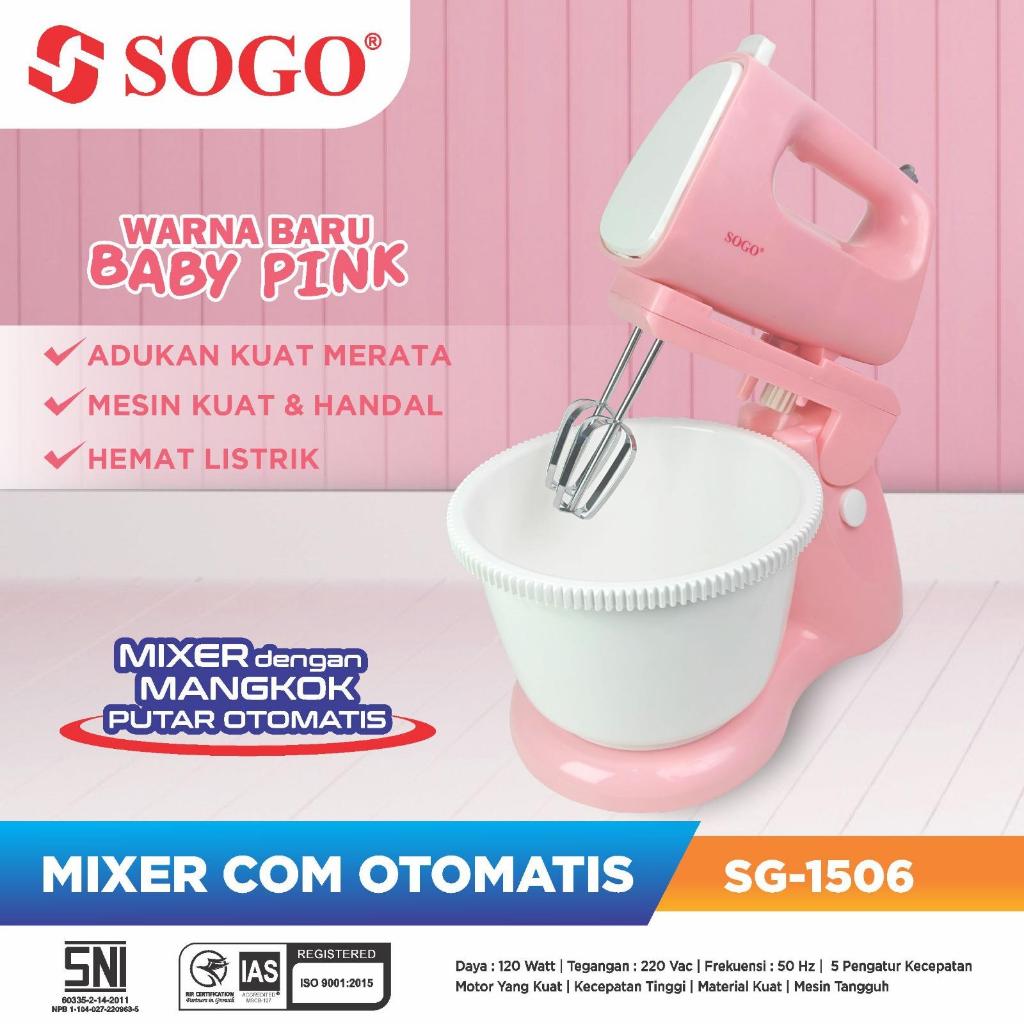 MESIN SOGO - Standing Mixer Mixer Com/ Automatic/ Baby Pink/, Fine Machine/, Tough/, 2 Liter/, SG-1506PINK BATAM