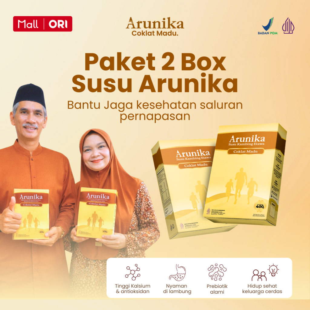Arunika Etawa Milk Chocolate Honey & Palm Sugar – Treats Lungs, Asthma, and Bronchitis BPOM Halal Milk Powder Full Cream