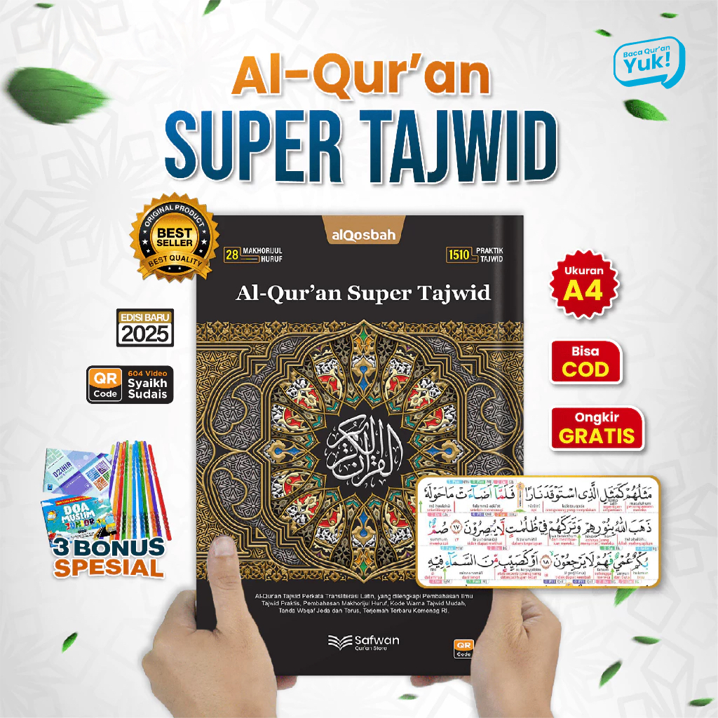 Al Quran Super Tajweed Color Complete with Latin and Translation Per Word Complete Features of Al Quran Latin and Translation 30 Juz Mushaf Learning to Recite the Koran Bonus Dhikr Book Muslim Prayer Book and Recitation Pointer