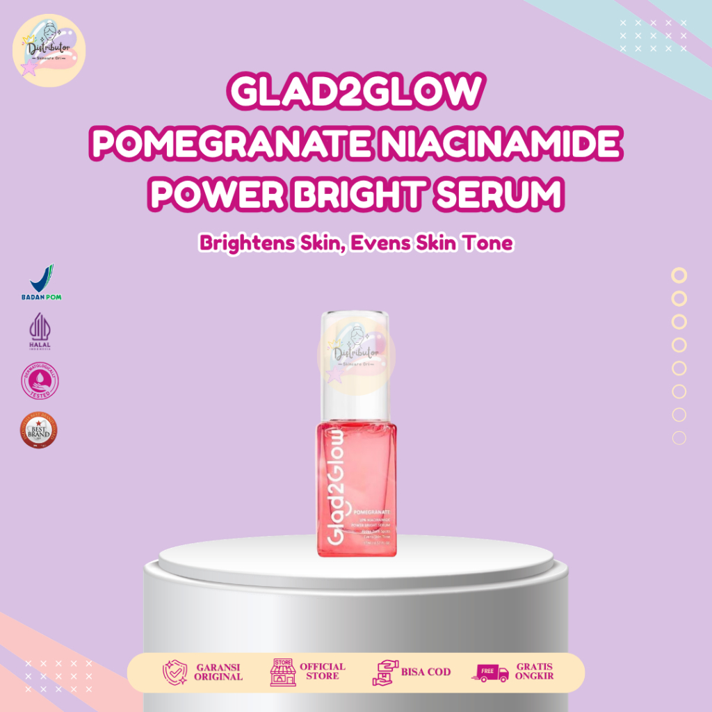 Glad2Glow Pomegranate Niacinamide Power Bright Serum Brightening Face Whitening Serum Glowing Serum And Essence