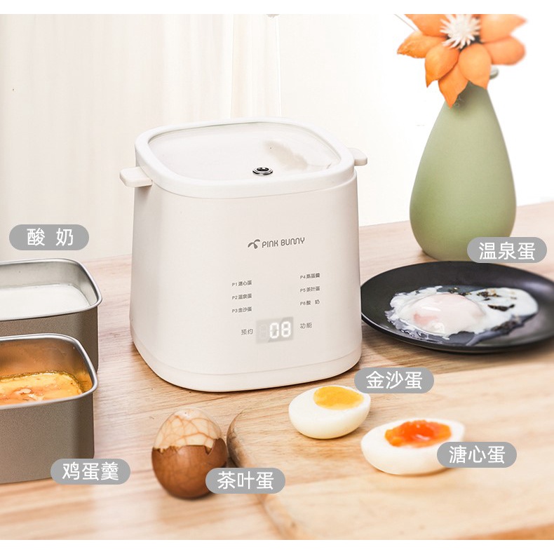 220V Electric Hot Spring Egg Boiler Steamer Stewed Eggs Custard Candy Heart Egg Steaming Cooker Poacher Breakfast Machine Yogurt Machine