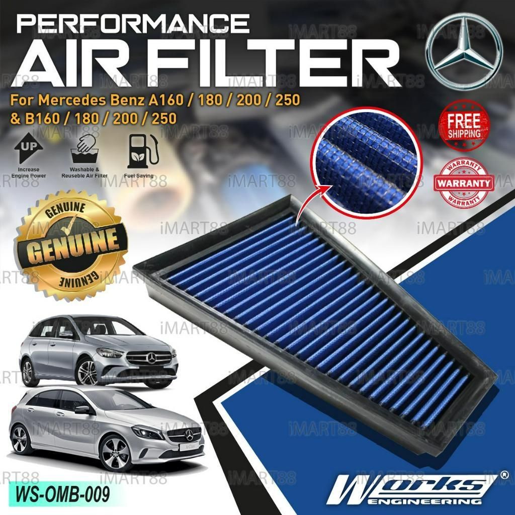 Works Engineering Air Filter Mercedes W176 W177 A160 A180 A200 A250 W246  W247 B160 B180 B200 B250 Drop In Performance | Shopee Malaysia