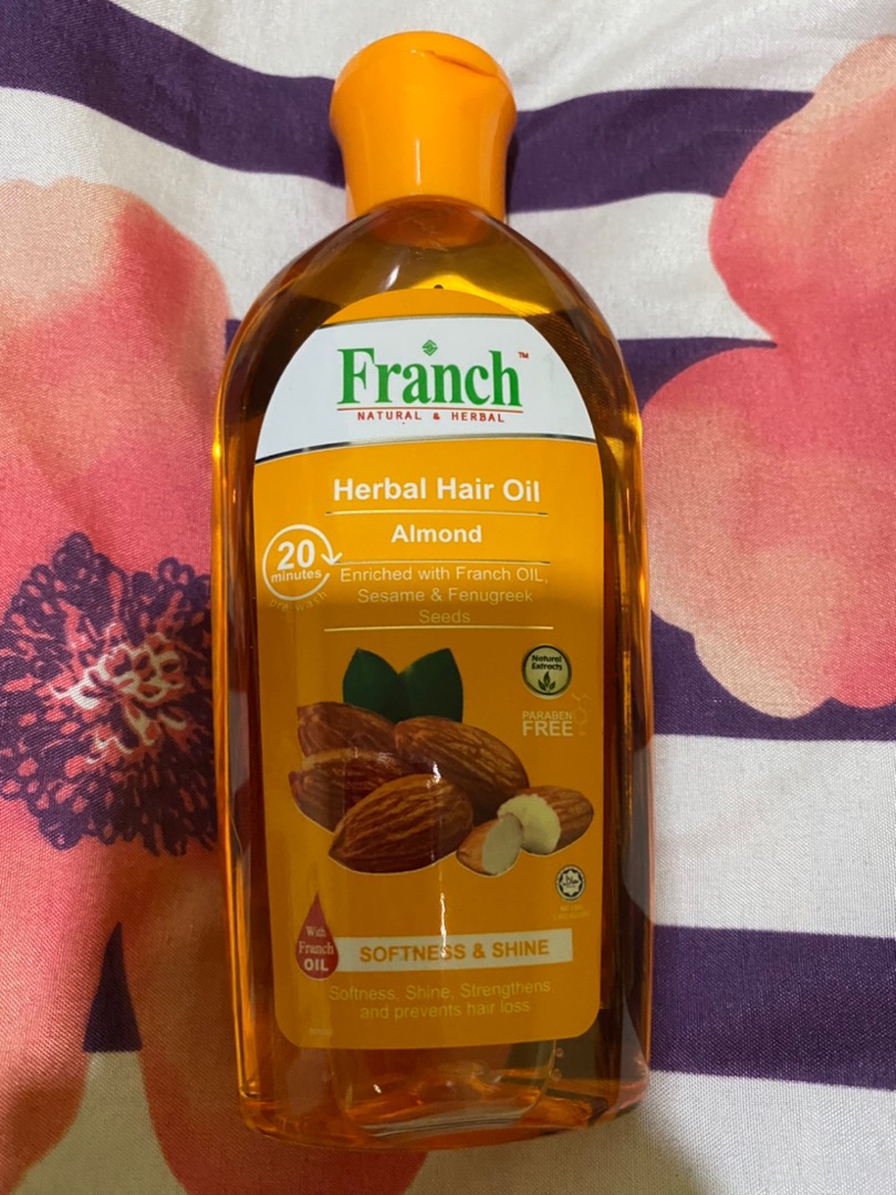 Franch Herbal Hair Oil - Almond Extra Nourishment. Softness & Shine |  Shopee Malaysia