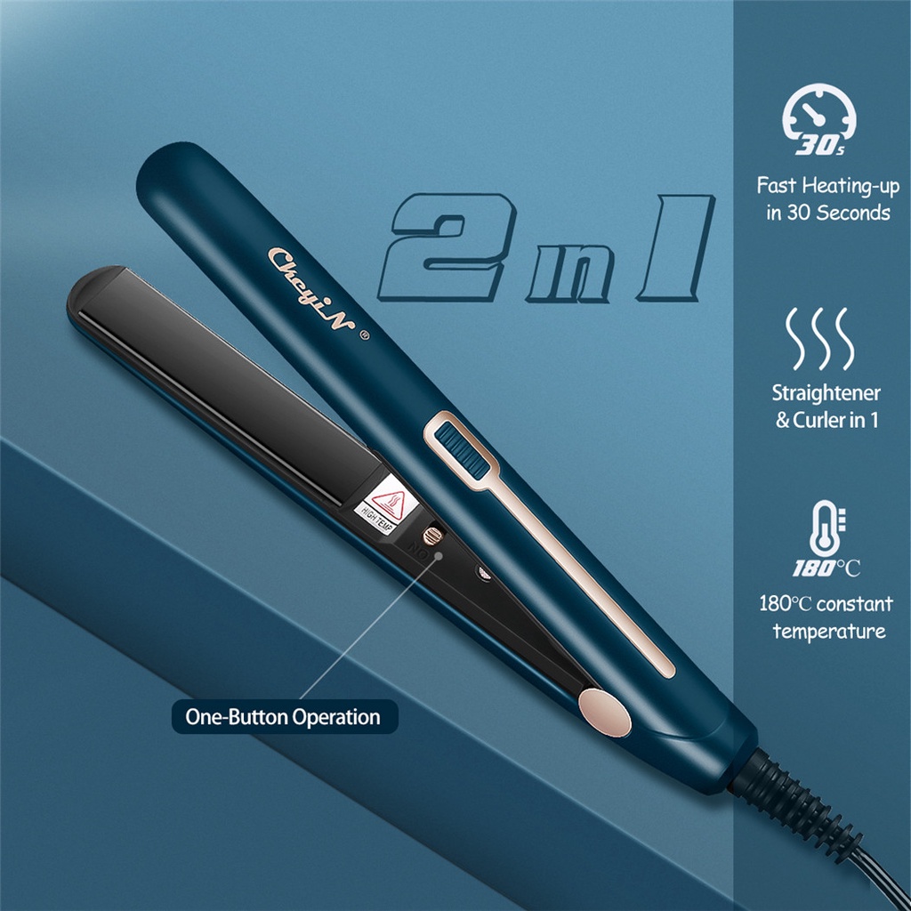 CkeyiN 2 in 1 Hair Straightener Portable Mini Hair Curler Constant Temperature Curler Hair Styling Flat Straightener Hair Styling Tools HS353