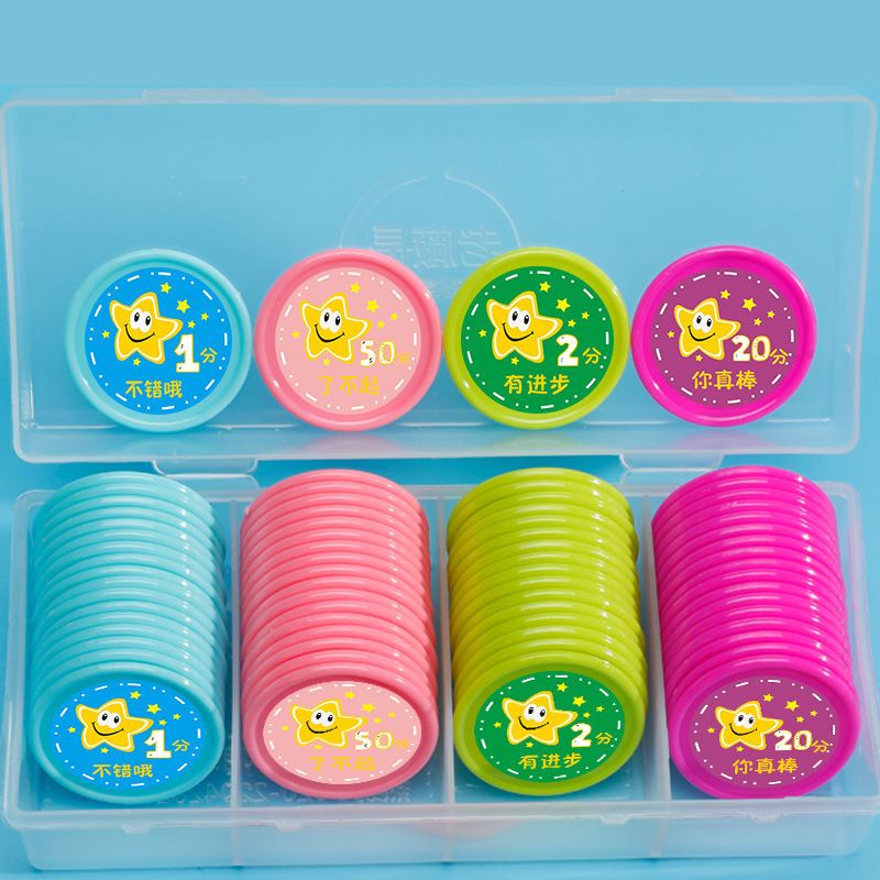 points card 100 boxed primary school reward currency exchange custom 100 Pieces Students Coins Customized Children Do Not Fade Plastic 3.9