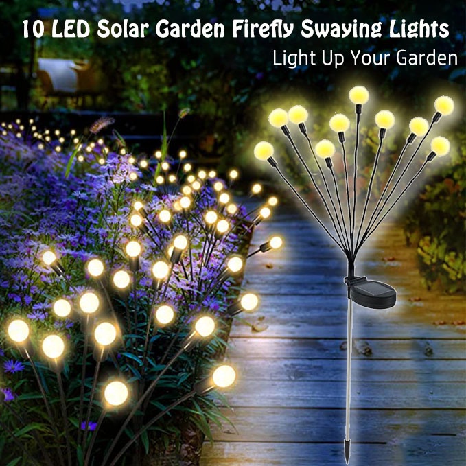 Raya Solar LED Firefly Swaying Light Mid-autumn Outdoor Garden Lighting Decoration Landscape Lights Firework Christmas Holiday Festival Diwali Garden Lamp Lawn Pathway Courtyard Solar Decor Lampu中秋户外庭院太阳能装饰灯