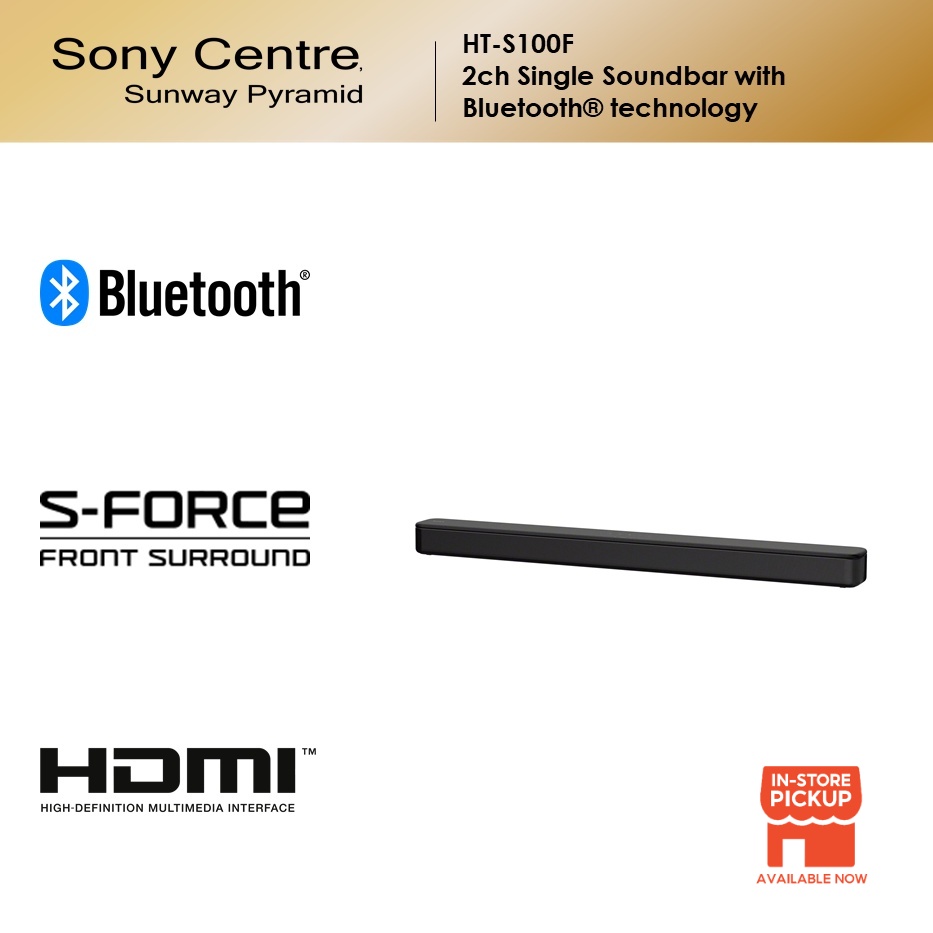 Sony HT-S100F 2ch Single Sound Bar with Bluetooth Technology S100F