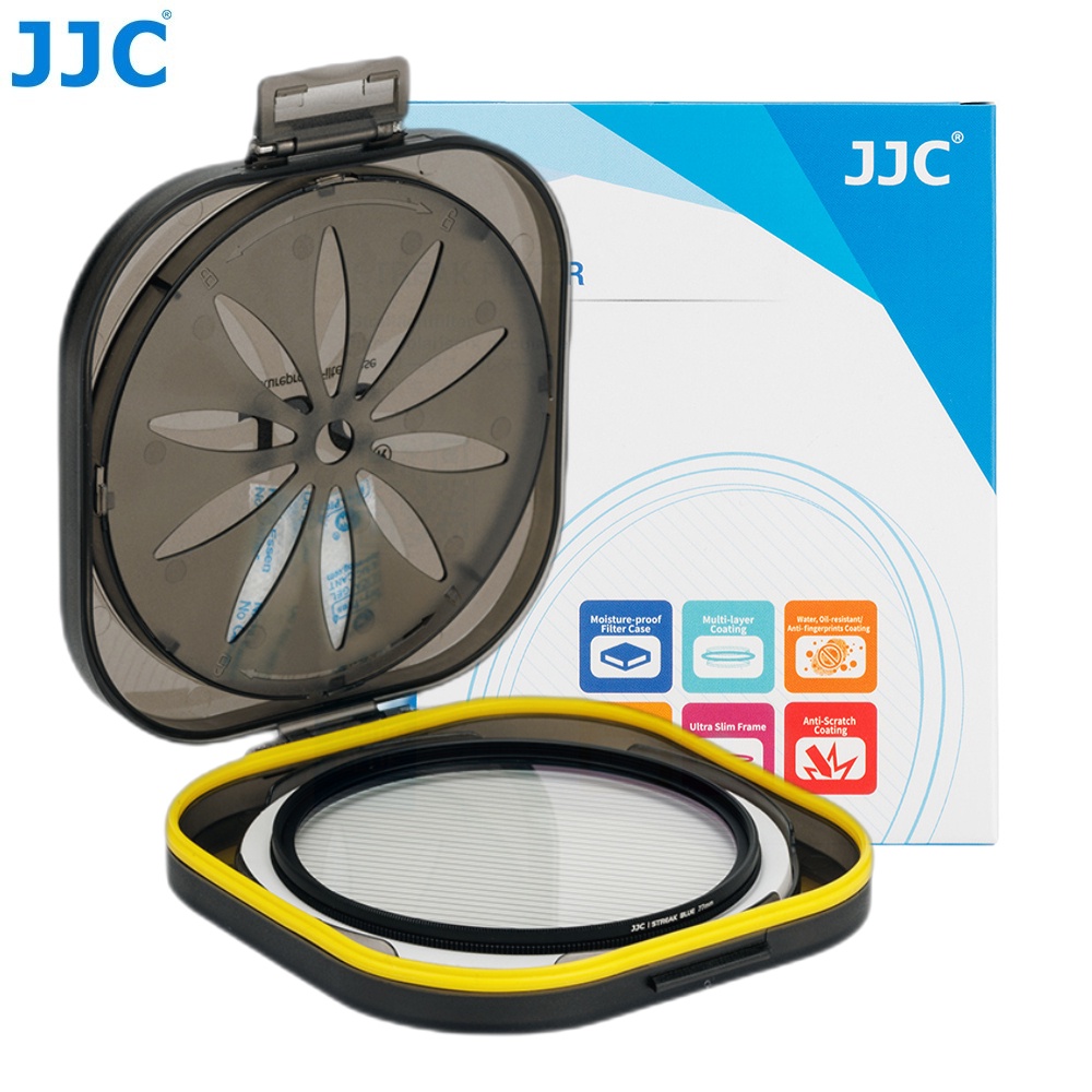 JJC 49mm Blue Streak Filter, Cinematic Elongated Blue Streak Camera Lens Filter For Adding Anamorphic-like Blue Flares To Still Images And Video Footage, 49 72 77 82mm Available