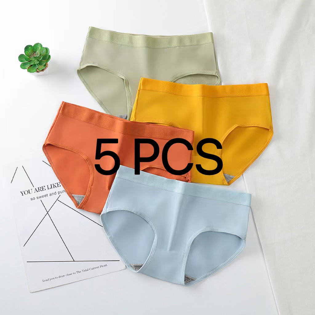 Underwear 5 PCS Middle Waist Women Briefs Plus Size L-XXL Soft Breathable Comfy Underwear seluar dalam wanita