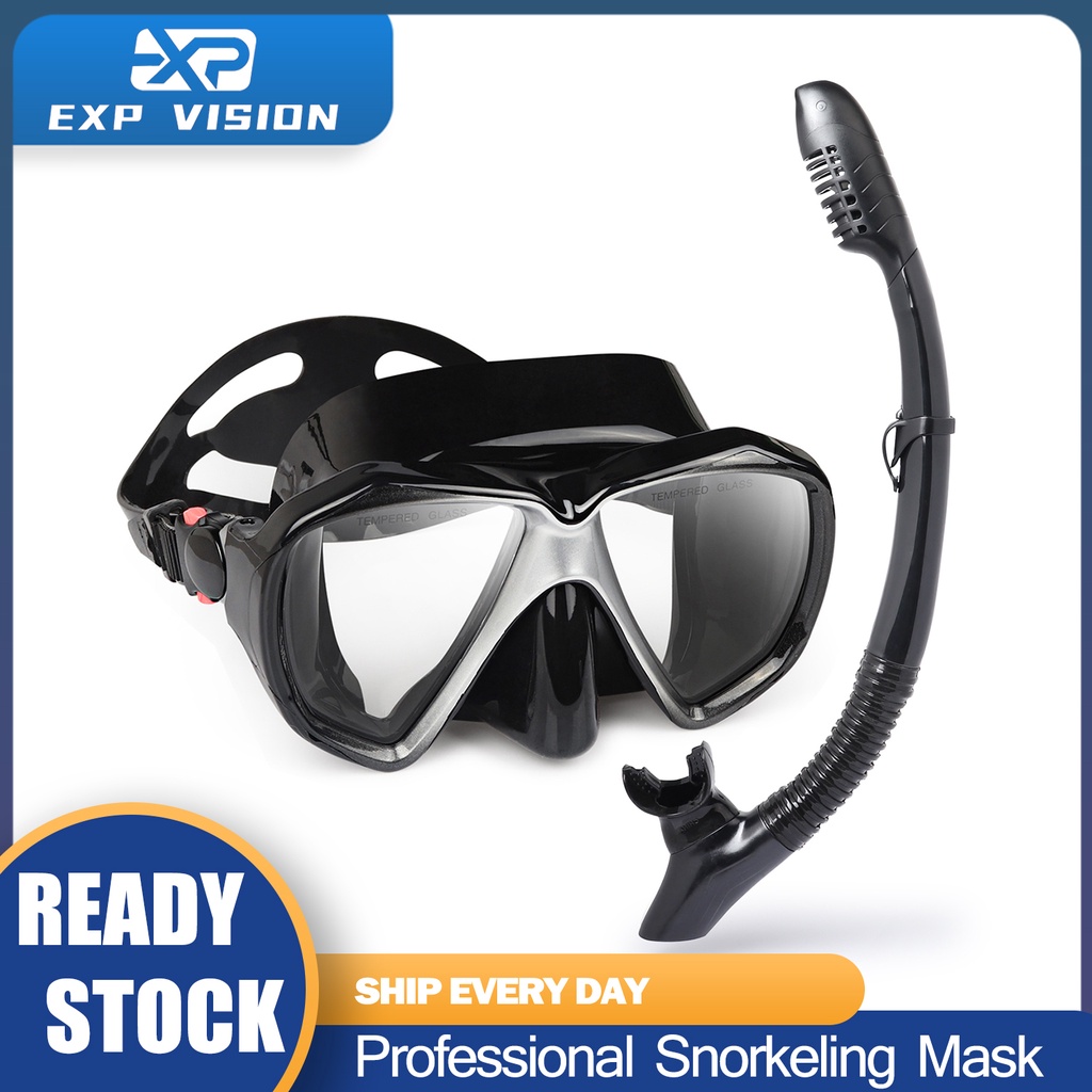 EXP VISION Dry Snorkel Diving Set Professional Snorkeling Mask Gear ...