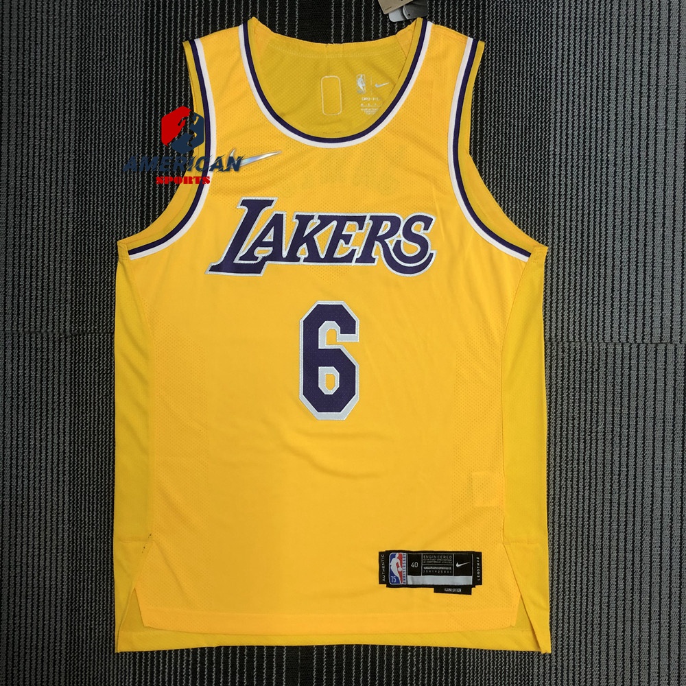 Men's 2022 NBA Jerseys Los Angeles Lakers LeBron James Gold 75th Jersey Anniversary Basketball Jersey