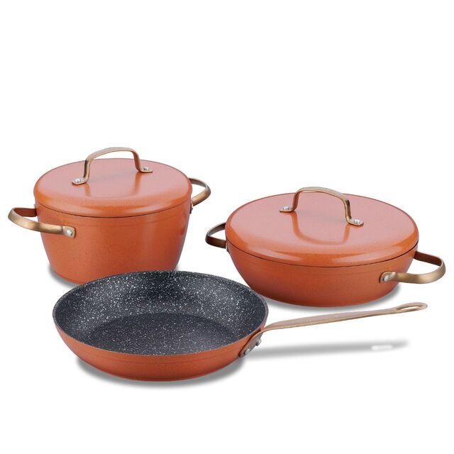 Korkmaz Vintage Non-Stick Cookware Set - Frying Pan and Cooking Pot with Lid, Made in Turkey