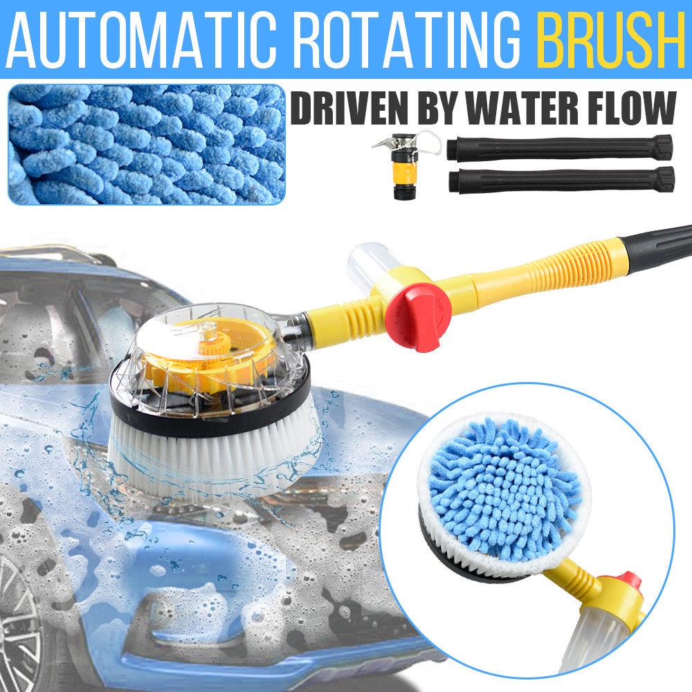 Water Fed Rotating Self Cleaning Microfiber Brush with Detergent Bottle for Car Wash Washer Attach to Hose Pipe 120CM Ex