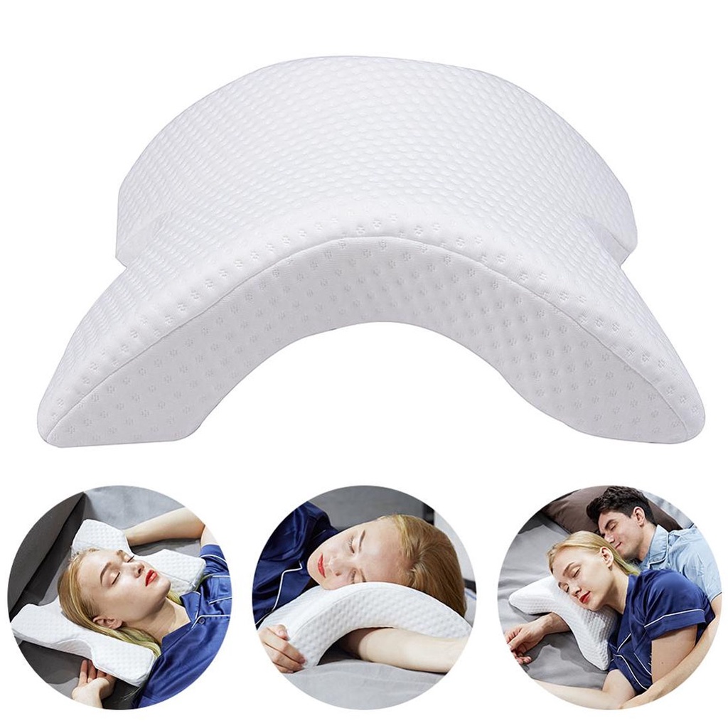 Sleeping Pillow Couple Pillow Arm Pillow Slow Rebound Pressure Cuddle Pillow Memory Foam Travel Arched Shaped U Pillow Providing Comfort and Support Curved Pillow for Couples