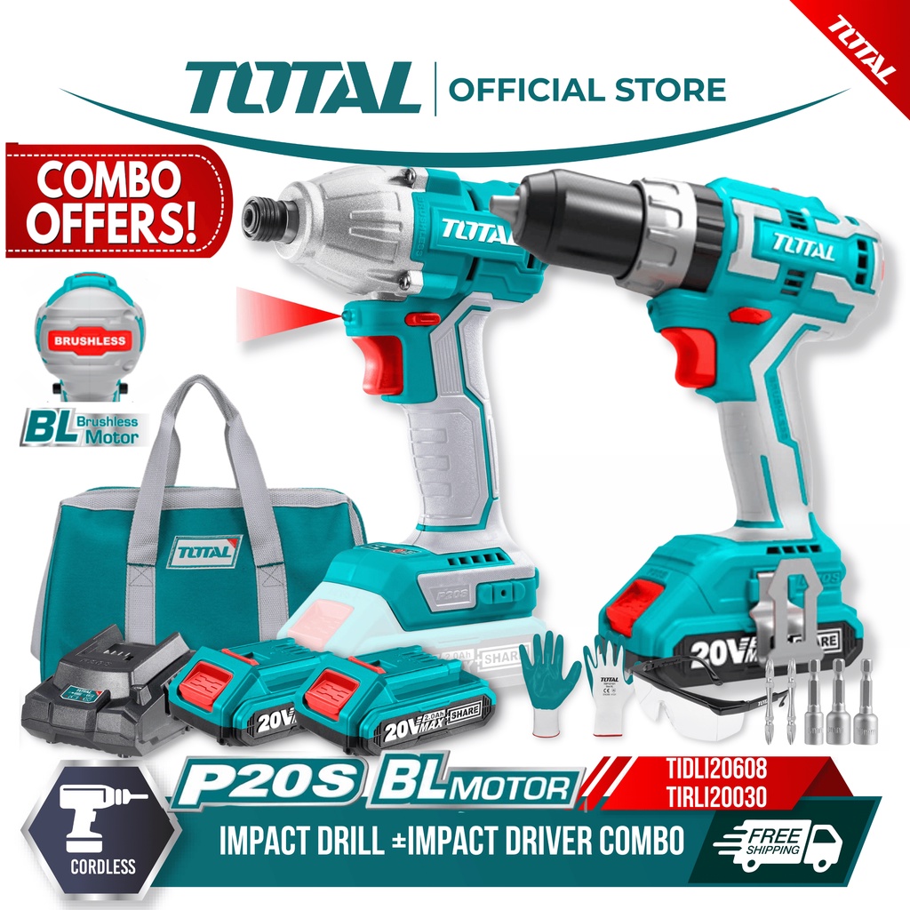 Total Brushless Liion Cordless Impact Drill & Impact Driver Combo