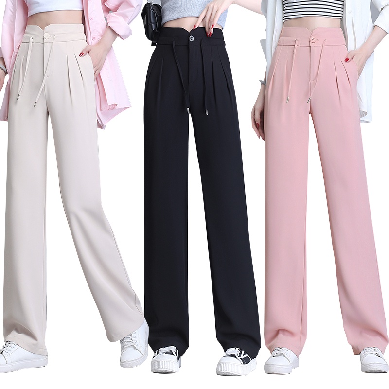 Ready Stock!!!Elegant Black White Pink Office Women'S Pants 2023