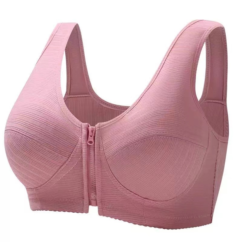 Front Bra Zipper Wireless Bras Full Cup Elderly Bralette Plus Size Lingerie Large Middle Aged