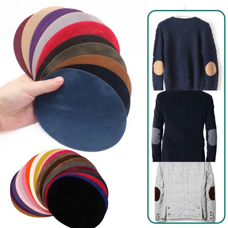 【Ready stock】 Oval Cutting Fabric Patch Repair Suit Jacket Sweater Elbow Knee Decorative Universal Patch Iron-on Adhesive Backing Embroidery