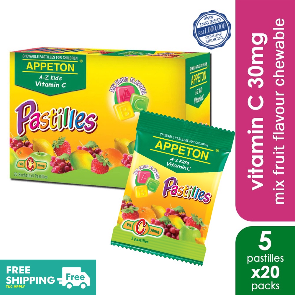 Appeton A-Z Pastilles Vitamin C 30mg (5's x 20 Pack) | Shopee Malaysia