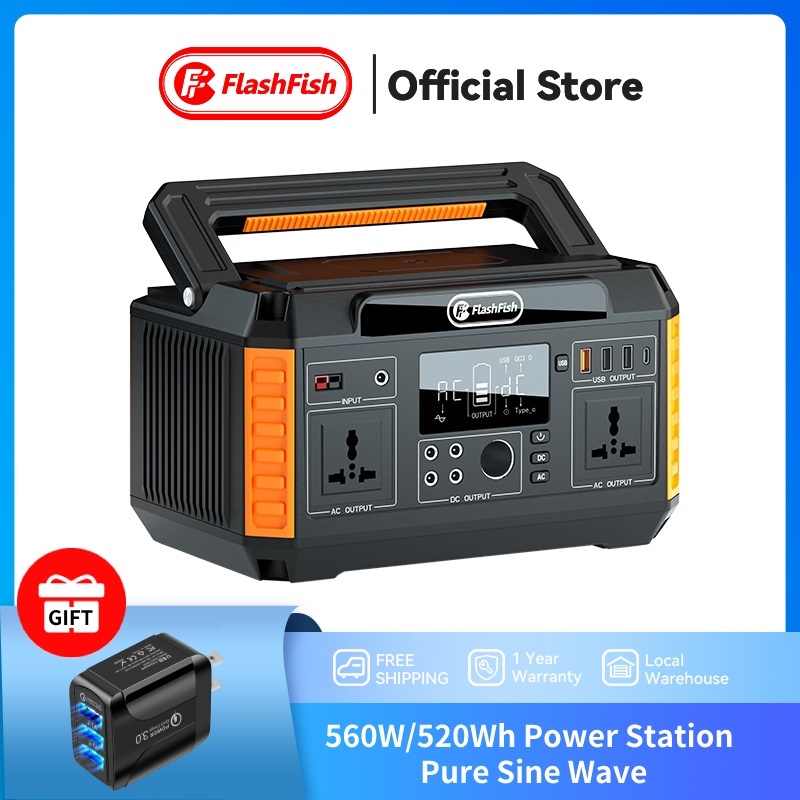 FlashFish 220V 560W Portable Power Supply Camping Power Station Solar