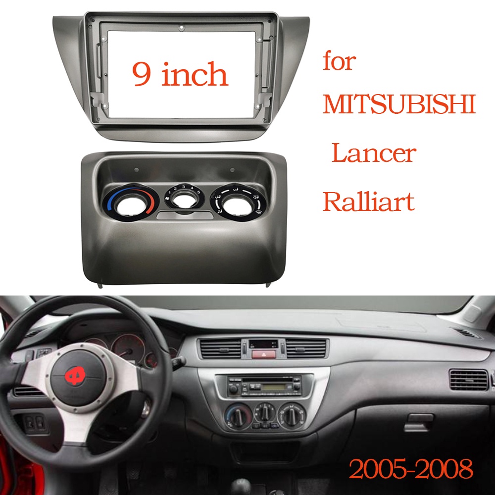 2 Din 9 Inch Car Radio Fascias for MITSUBISHI Lancer Ralliart 2005-2008 Dashboard Frame Installation DVD Gps Mp5 Android