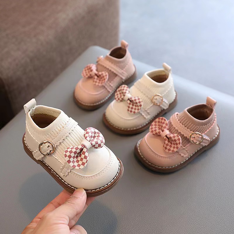 Congme 0-4 Yrs Baby Girls Leather Shoes Toddler Kids Bow Flat Shoes Soft Cute Princess Shoes Dress Shoes Comfortable