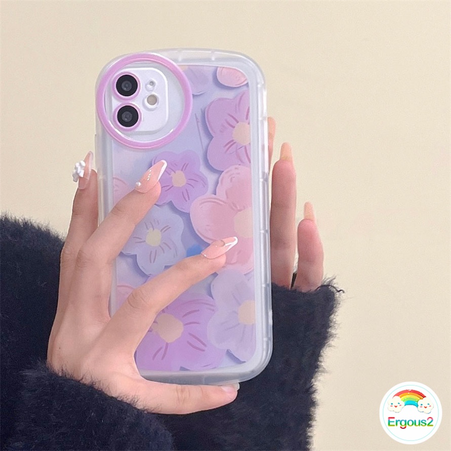 iPhone Case Compatible for iPhone 14 13 12 11 Pro Max Xs Max X Xr iPhone 7 8 6 6s PlusSE 2020 14 Plus Purple Flower Precision Hole Protective Cover Anti-Drop Anti-Dirty Soft Silicone TPU Phone Case