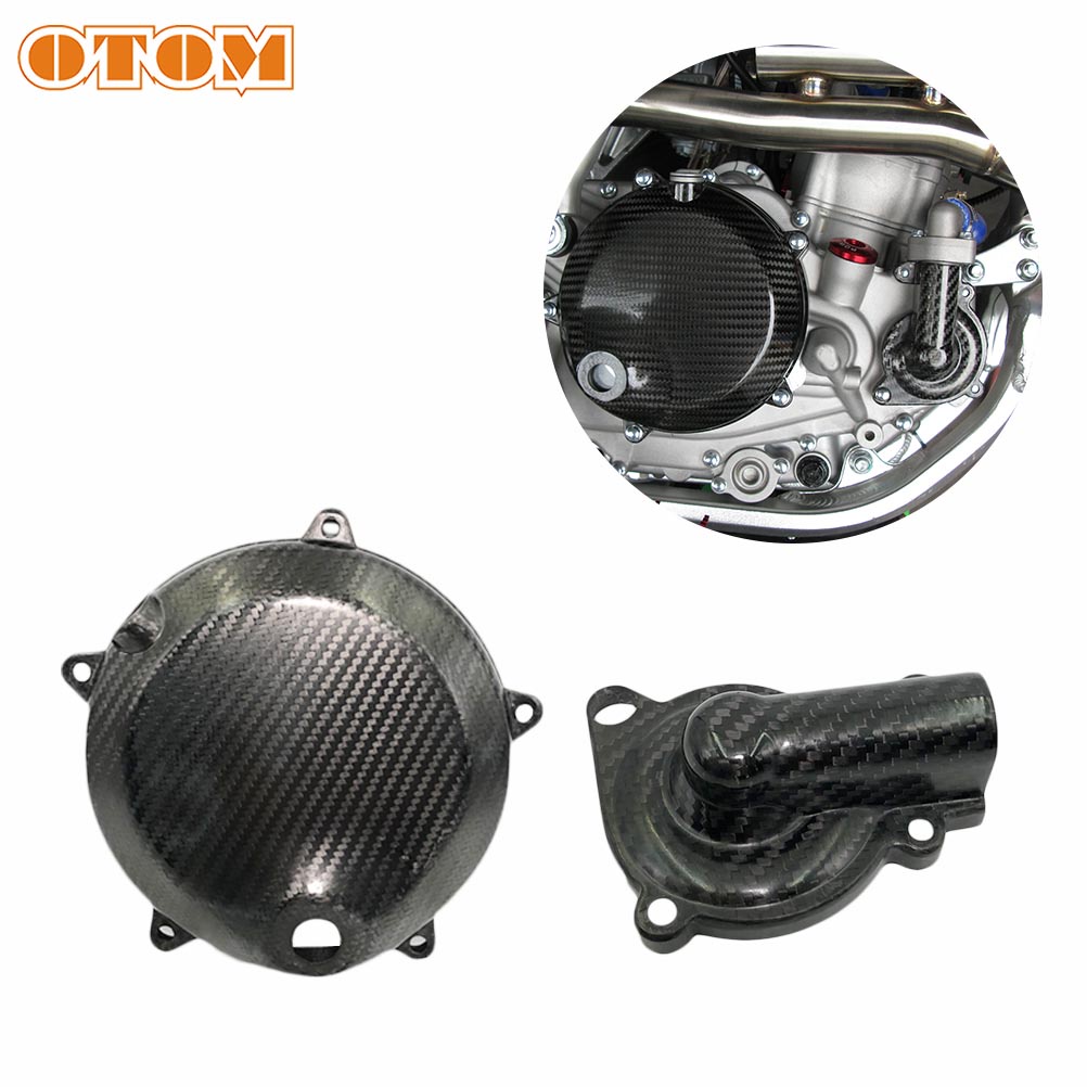 OTOM Motorcycle Carbon Fiber Clutch Side Cover Protection Water Pump Closure Door For NC250 NC450 Off-Road Motocross Dir