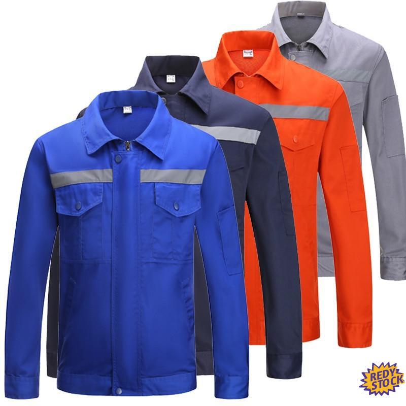 【Ready Stock】PPE Baju Safety Jacket Long Sleeve Men Women Protectionclothing Labor Reflector Factory Staff Workwear Baju Kerja safety jaket safety coverall safety work jacket