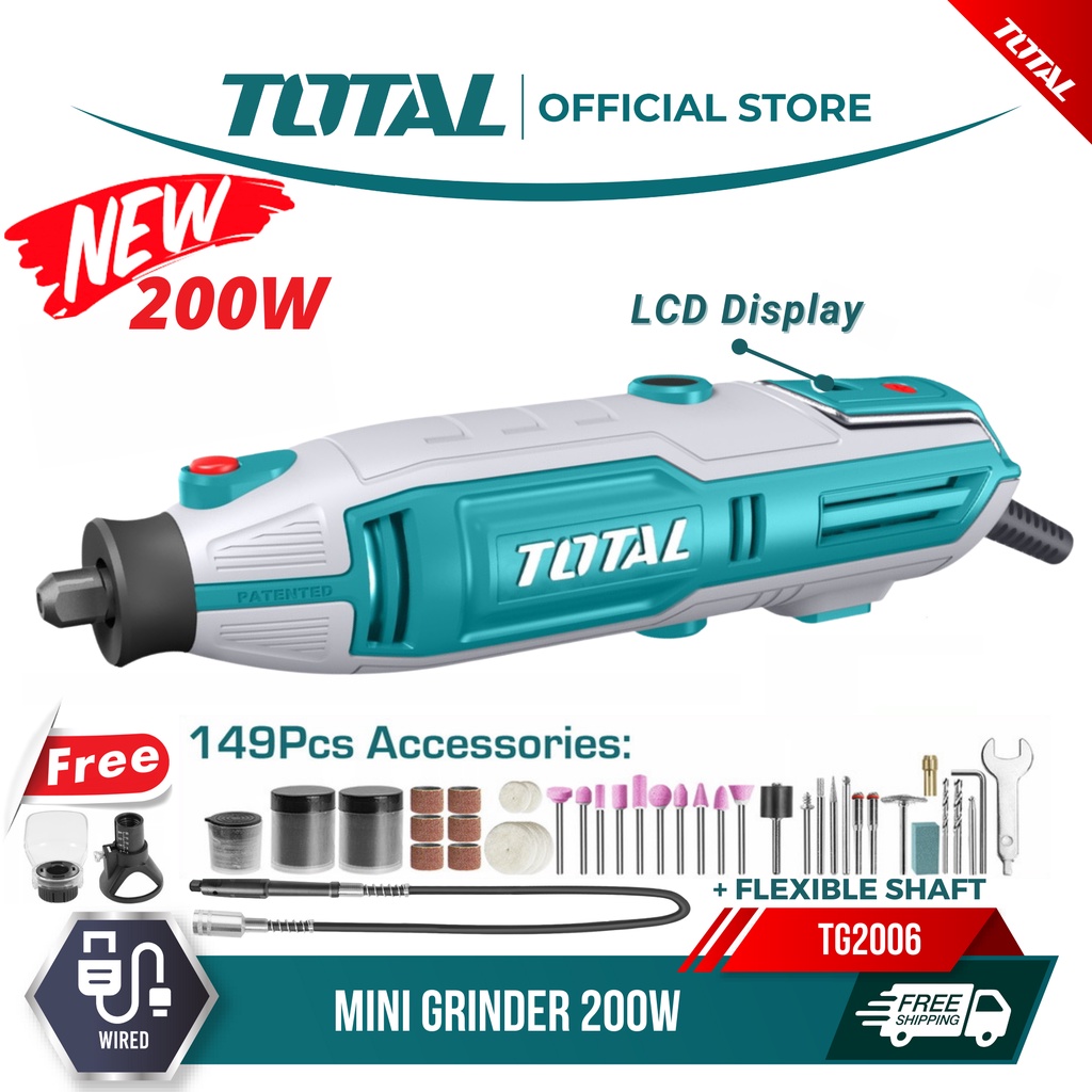 Total Mini Drill / Mini Grinder / Die Grinder (200W) TG2006